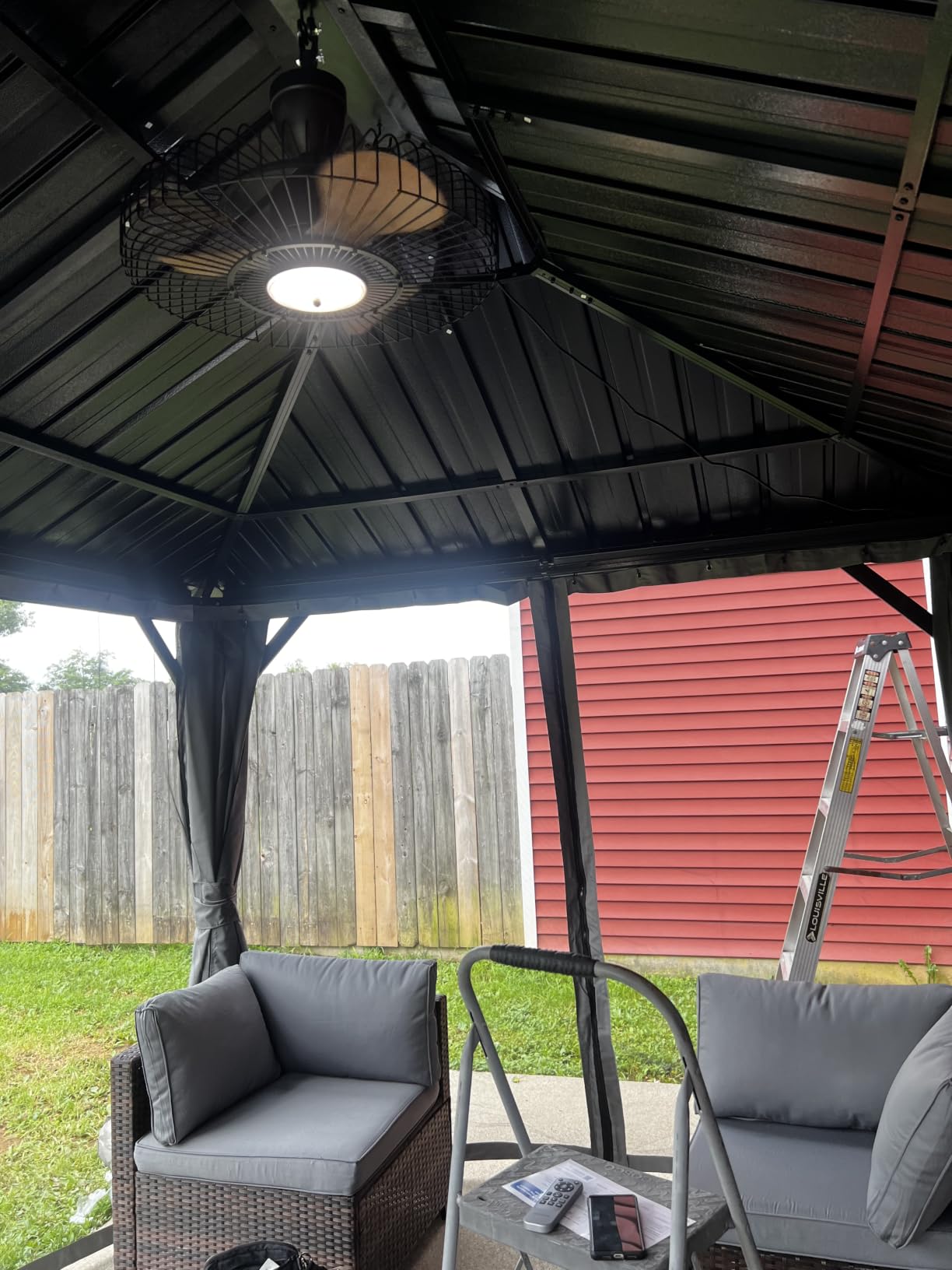 Aoxun Gazebo 12x16 Hardtop Gazebo with Double Galvanized Steel Roof, Brown customer photo 2
