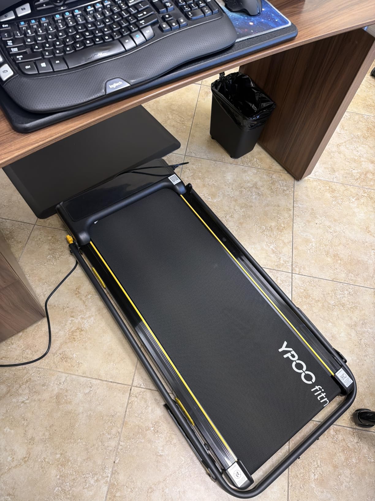 YPOO Foldable Treadmill with Incline, Walking Pad with Handle Bar 3 Level Incline, Portable Folding Treadmills for Home/Office 300 Lbs Capacity, Quiet Desk Treadmill with Remote Control & APP customer photo 1