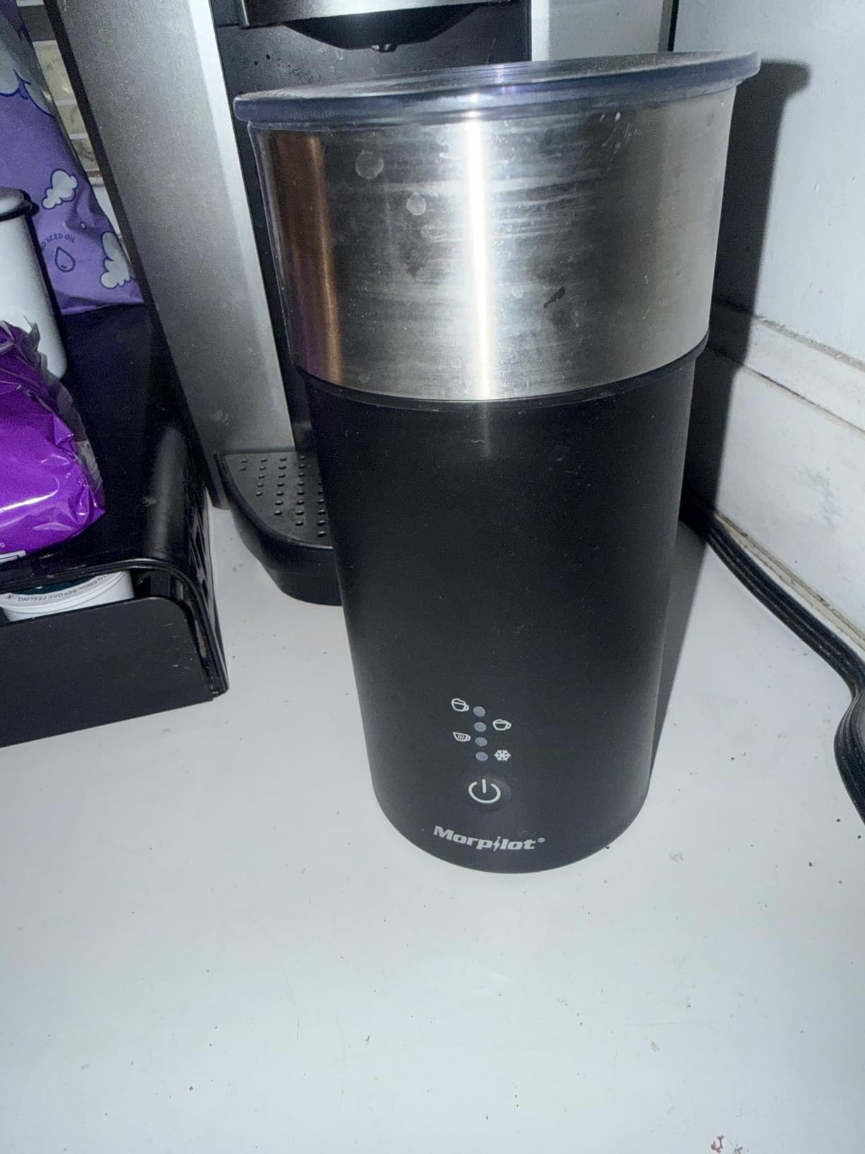 Large Electric Milk Frother and Steamer, 16.9oz/500ml Milk Steamer and Frother for Latte or Hot Chocolate, Dishwasher Safe, BPA Free, 6 Functions, Enjoy Perfect Milk Froth in 2 Min (White-Glass) customer photo 1