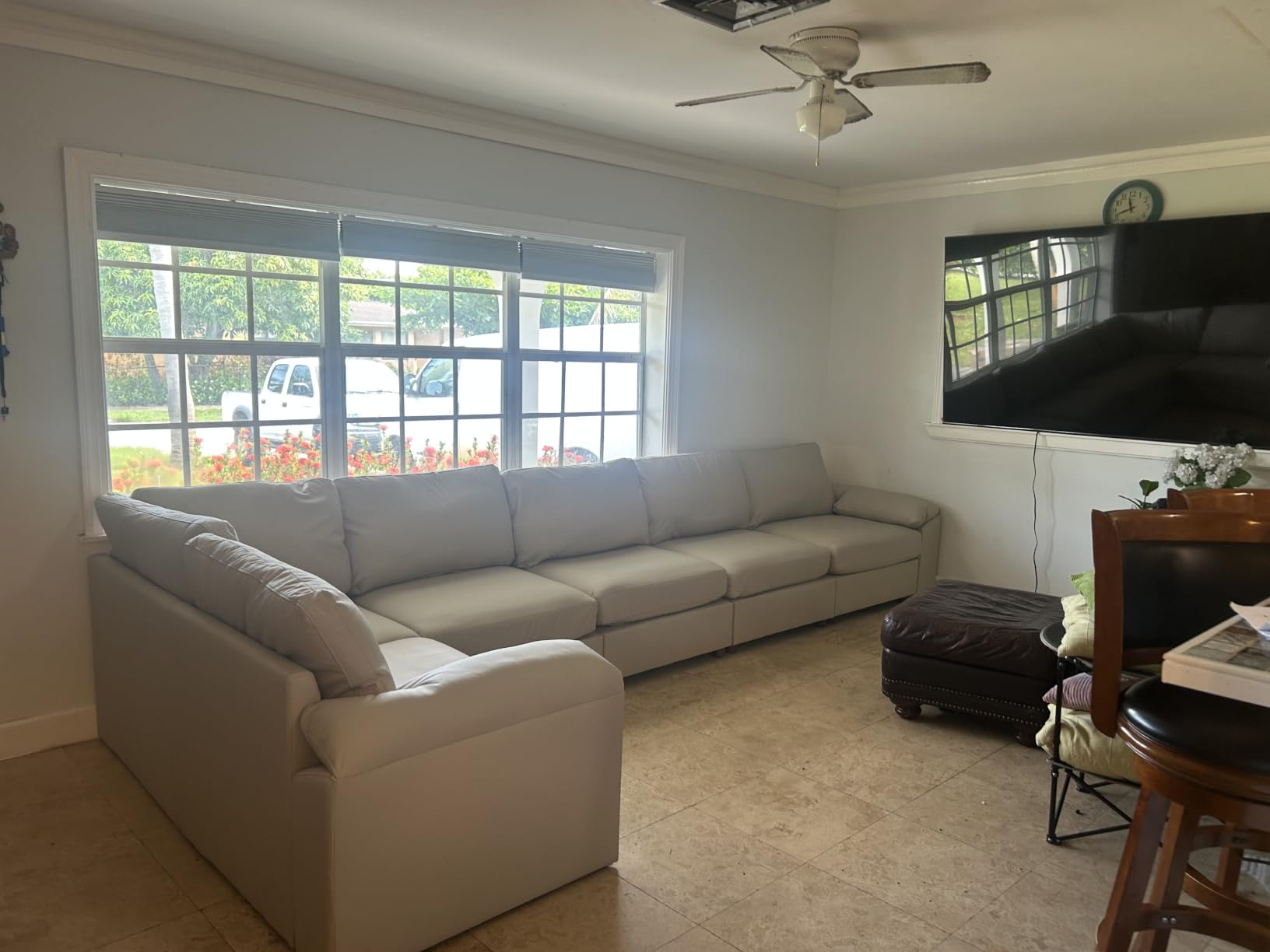 EASE MOOSE Leather Sectional Couch, L Shaped Modular Sectional Sofa, Beige customer photo 1