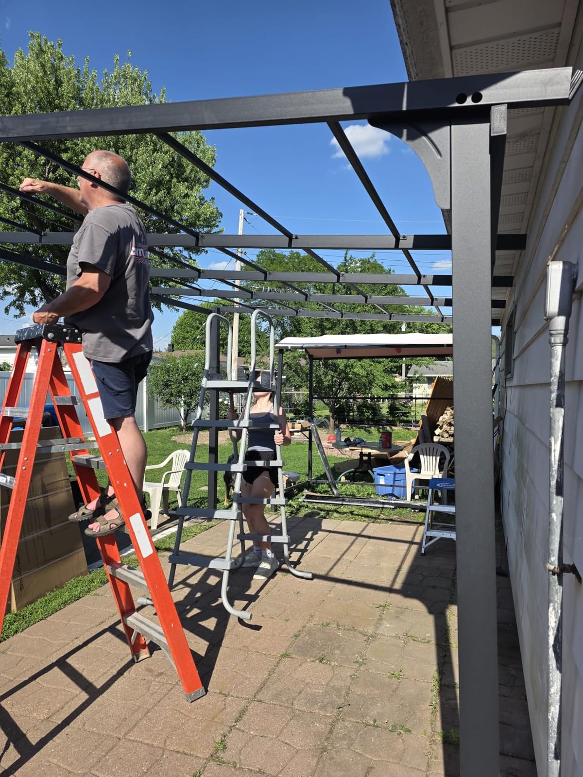 Covered Outdoor StoneCreek 10'x10' Lean to Gazebo, Wall Mounted Gazebo with Galvanized Steel Sloped Roof & Drainage Gutter, Heavy Duty Outdoor Pergolas for Patios, Backyard, Deck customer photo 2