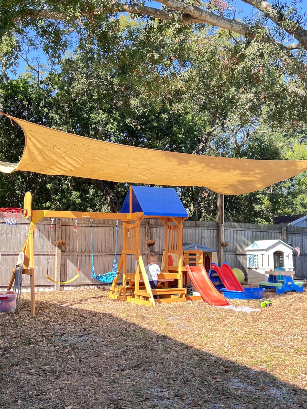 Wooden Swing Sets for Backyard with Monkey Bar, Outdoor Playset for Age 3-6 customer photo 2