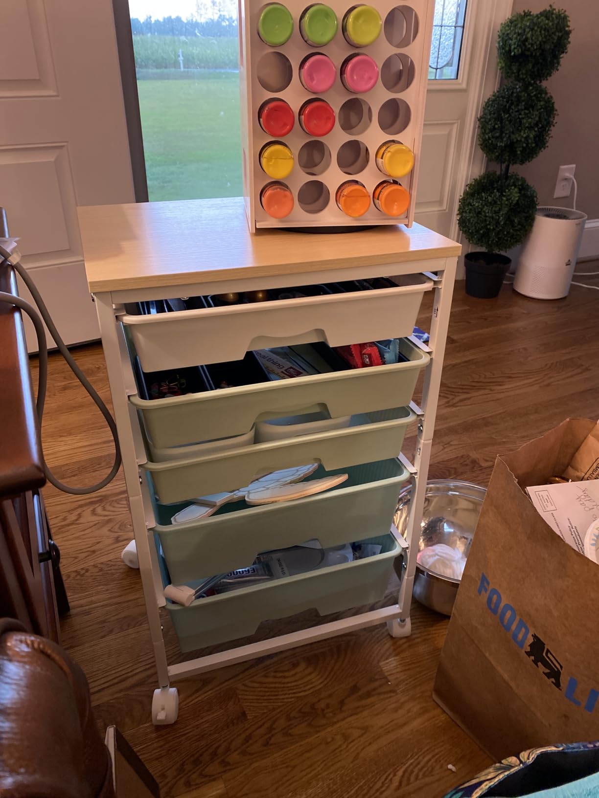 SUNALLY Rolling Carts with 5 Drawers, Storage Drawer Carts for Craft, Green customer photo 1