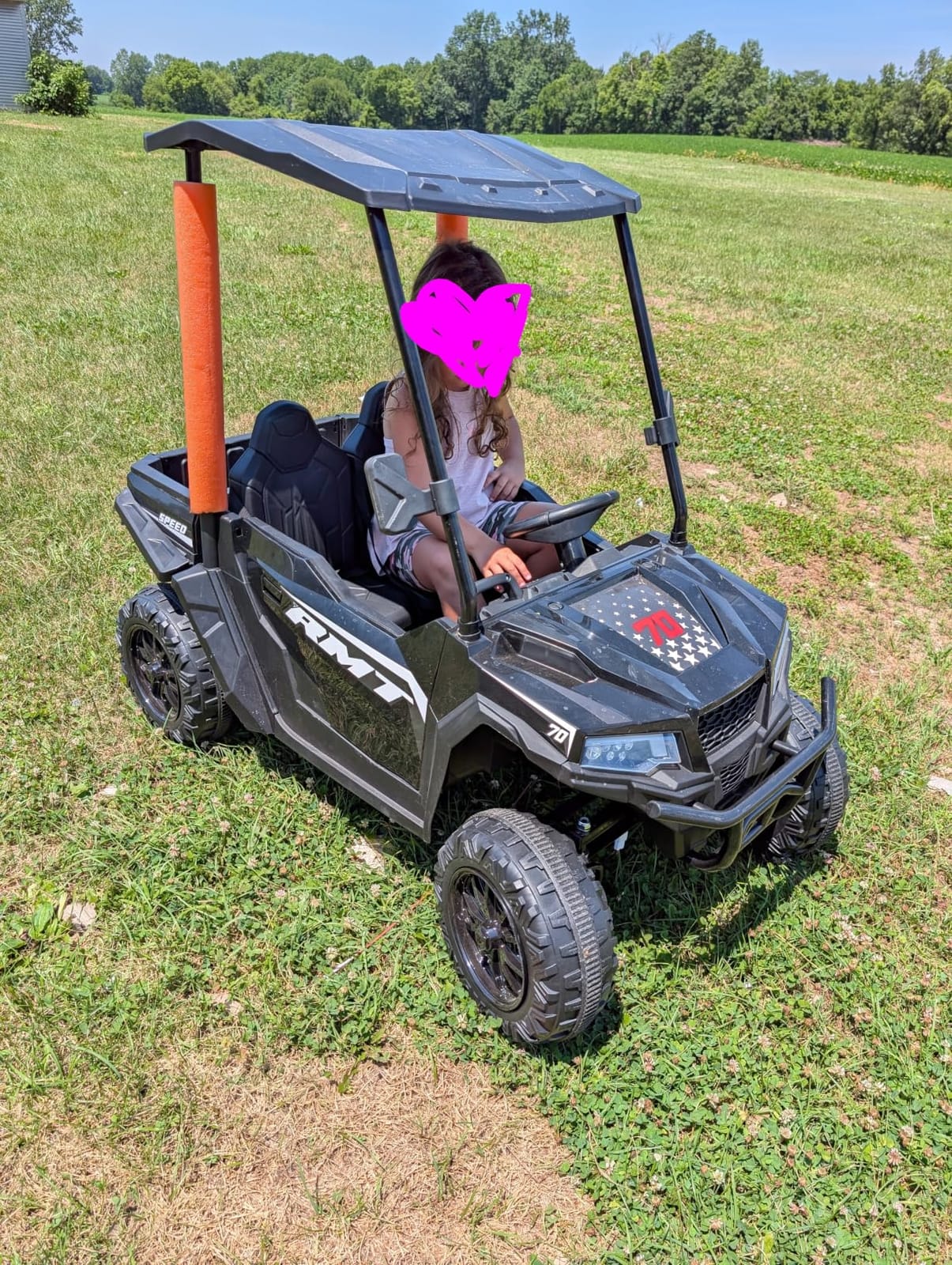 ELEMARA 24V Ride on Toy for Big Kids,Ride on Car 2 Seater w/Sun Shade,Dump Bed & Shovel,4.5MPH,4WD Electric Car for Kids,Battery Car w/Remote,Kids Ride on Truck,3 Speeds,LED Lights,Bluetooth, Royal customer photo 2