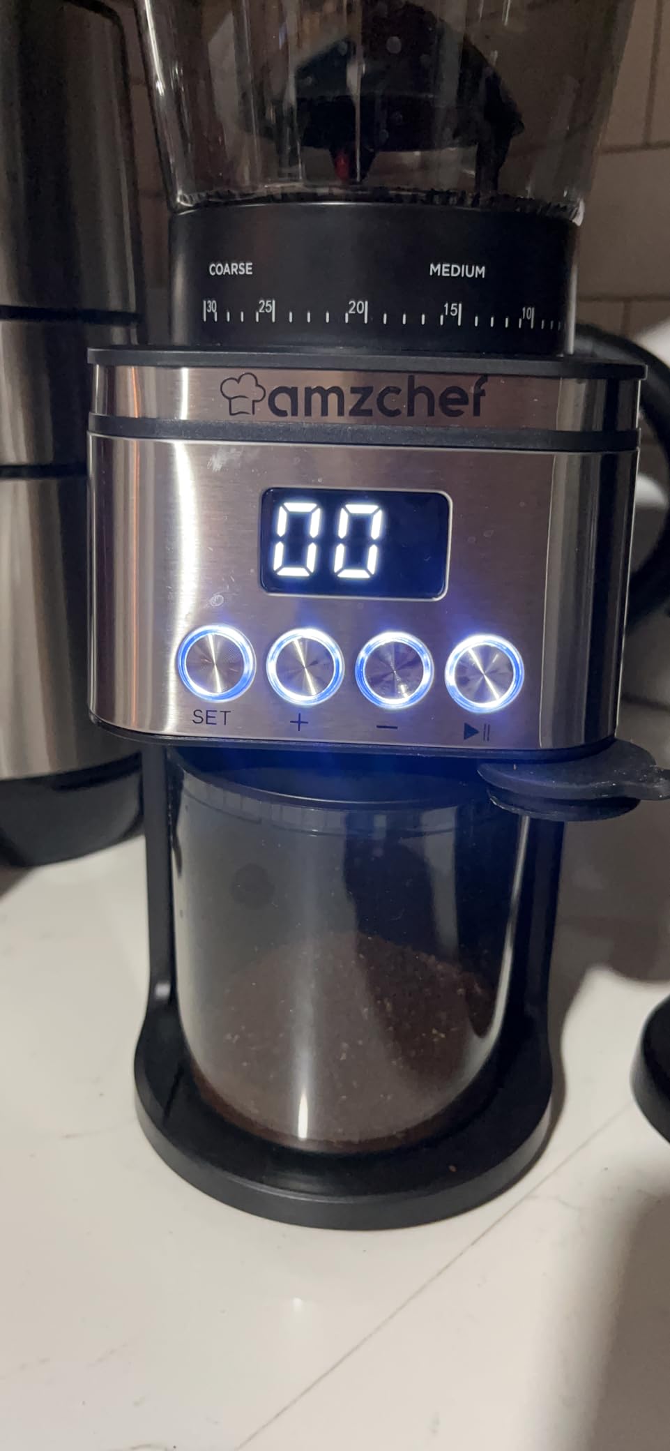 AMZCHEF Electric Conical Burr Coffee Grinder, 45 Settings, Stainless Steel Burrs with Timer & Dosing Control, Low-Mess Design for Espresso, Pour Over & French Press, for Beginners & Home Baristas customer photo 1