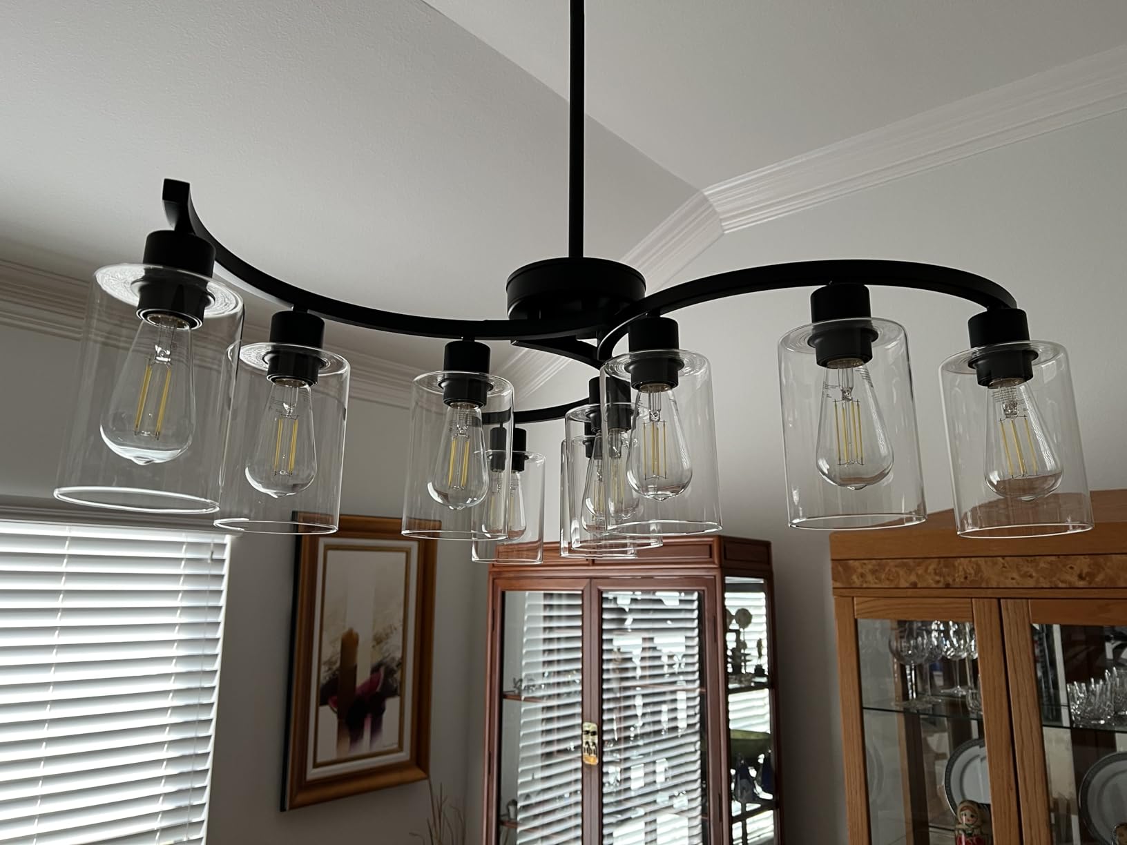 CNRATYE 6-Light Black Crystal Chandelier, Farmhouse Dining Room Chandelier customer photo 1