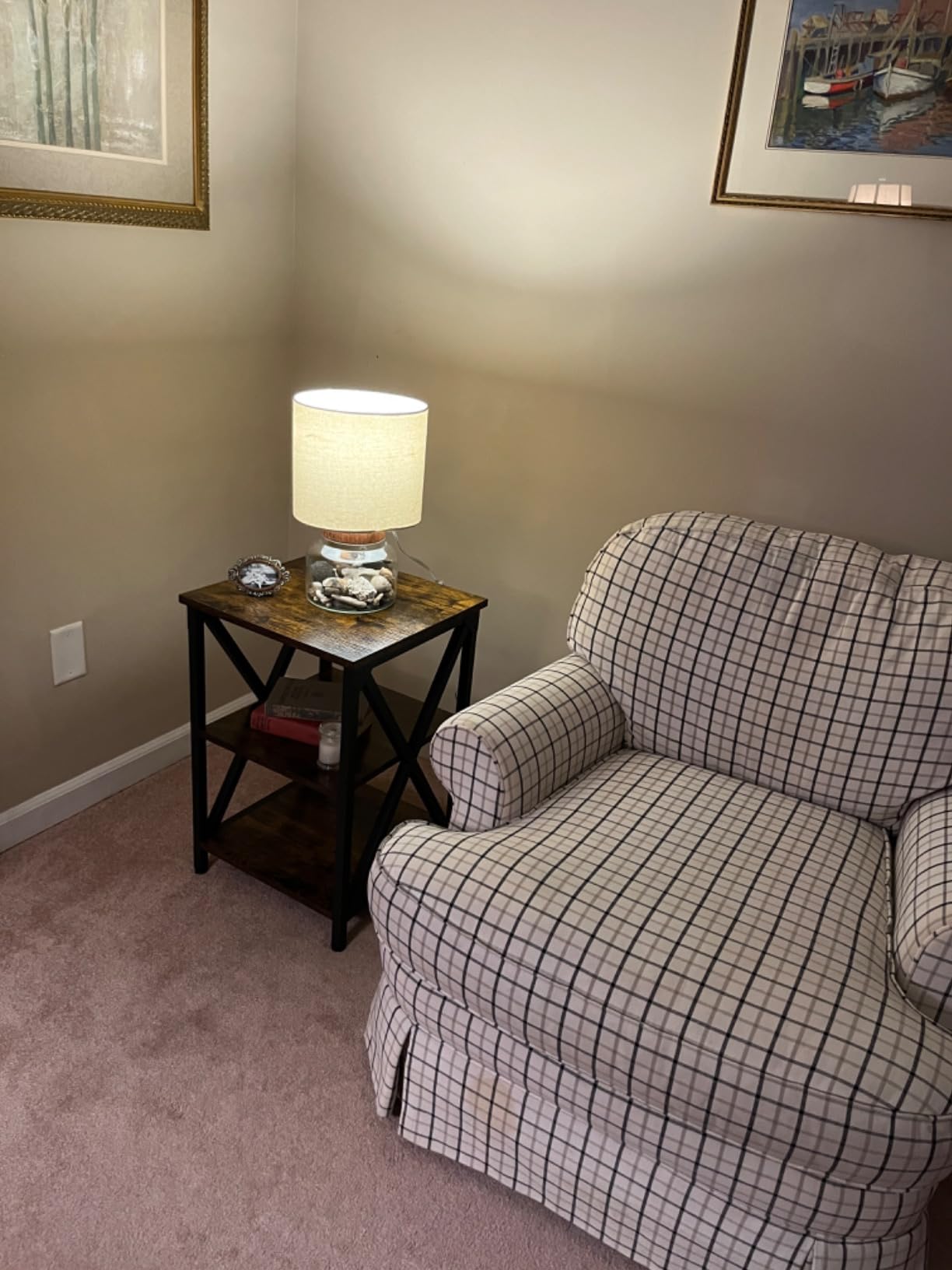 VASAGLE Side Table with Charging Station and Storage Cabinet, Nightstand customer photo 2