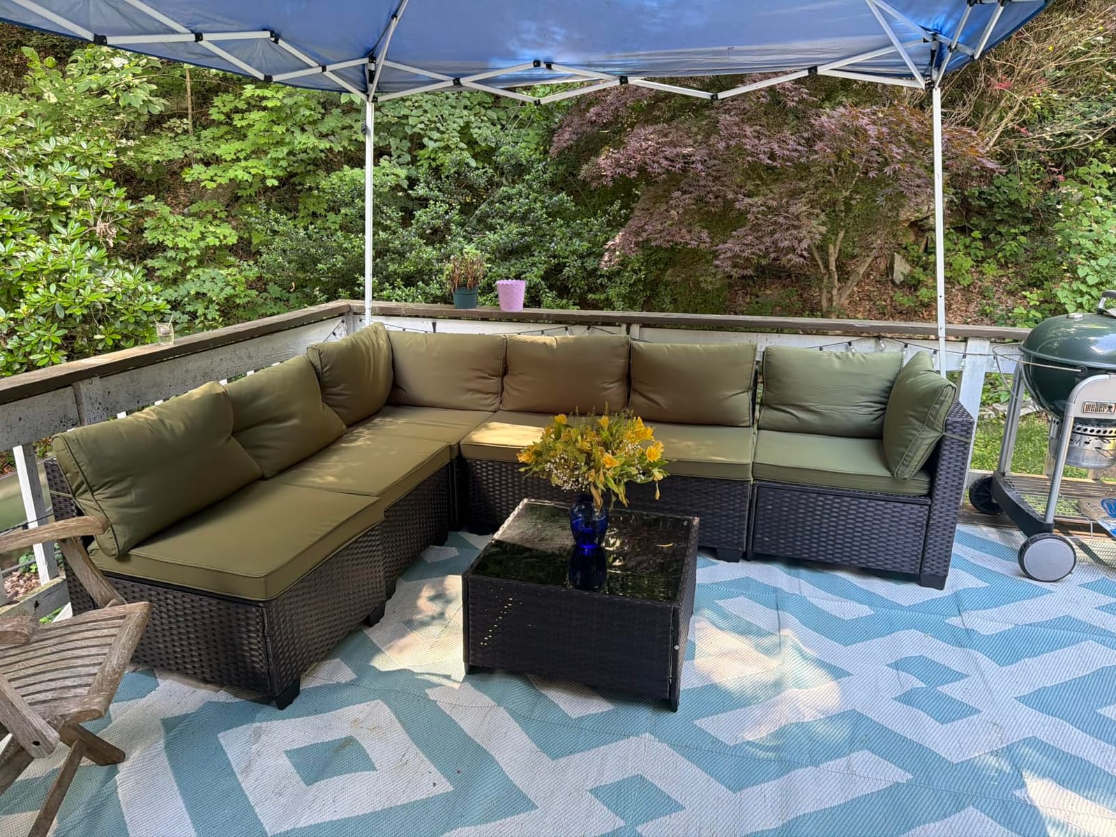 LEVELEVE 7 Pieces Outdoor Patio Furniture Sets,Rattan Conversation Sectional Set,Manual Weaving Wicker Patio Sofa with Tea Table customer photo 2