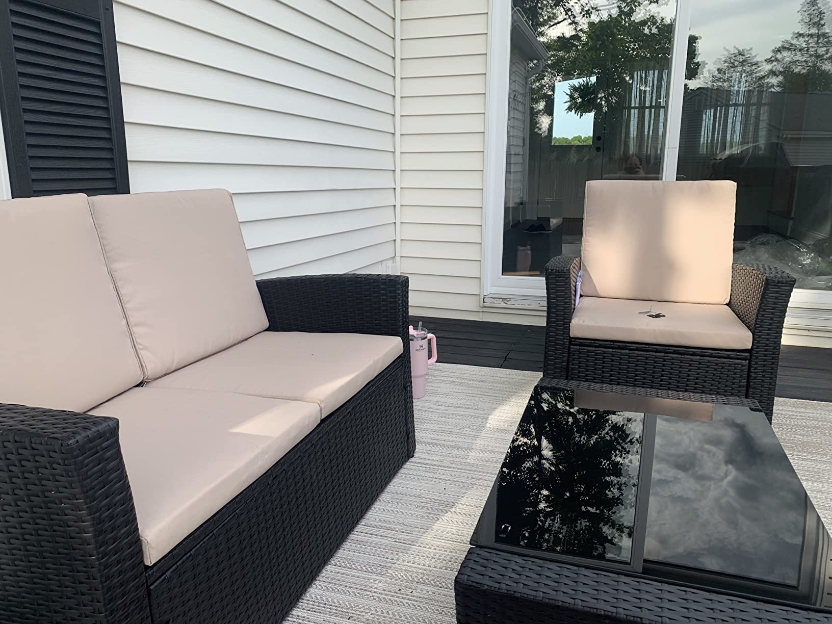 6 Pieces Patio Furniture Set Outdoor Couch Wicker Sectional Sofa, Beige customer photo 2