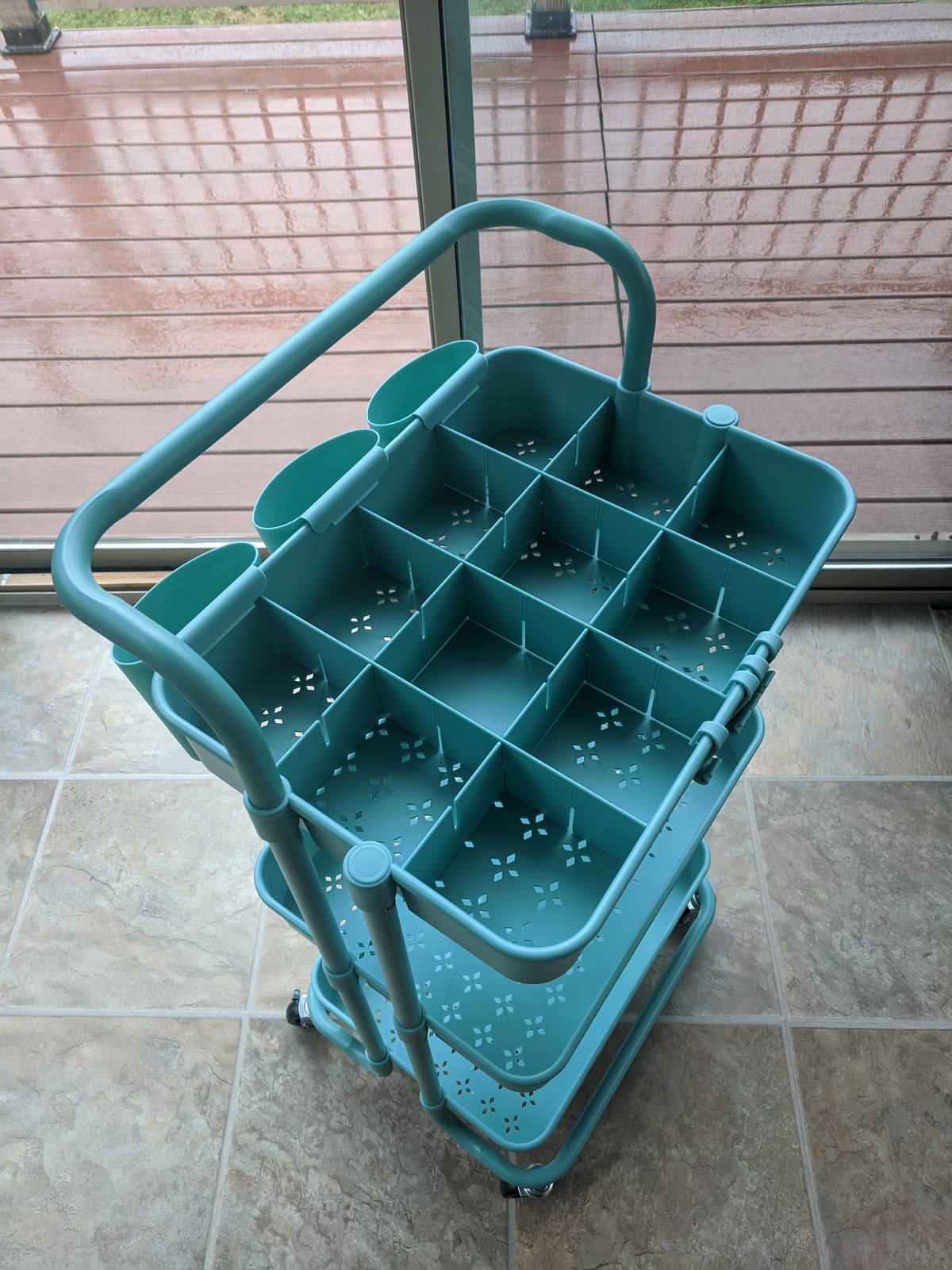 ALVOROG Rolling Storage Cart with 5 Drawers,Pegboards,Wooden Top,Bins,White customer photo 2