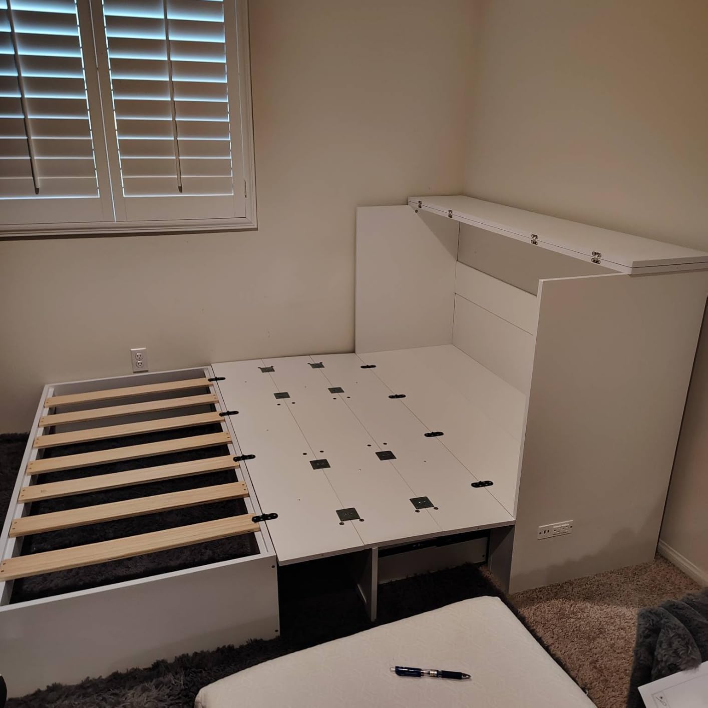 LIVAUVEAD Murphy Bed Full, Murphy Bed Cabinet with Headboard, White customer photo 1