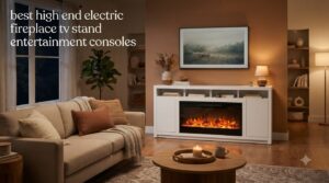 best high end electric fireplace tv stand entertainment consoles