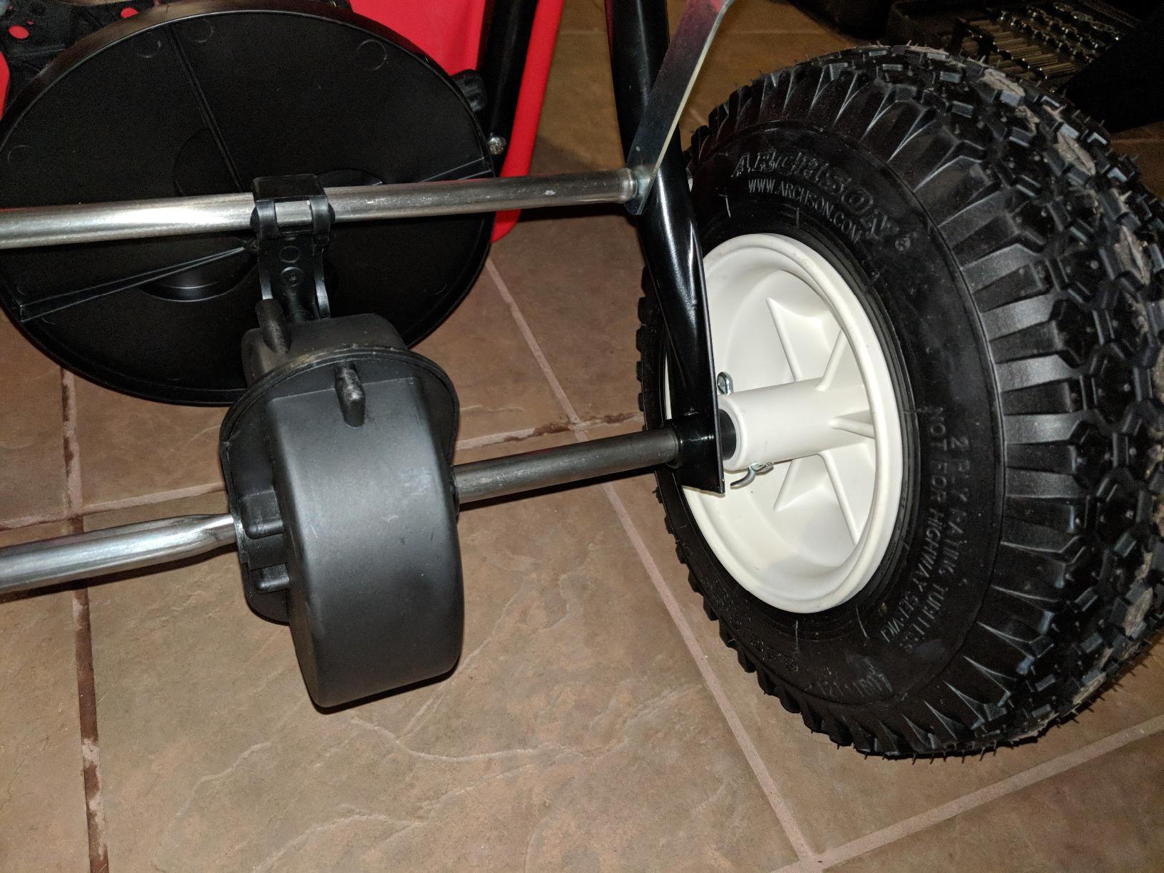 EarthWay 2170 Commercial 100 LB Broadcast Fertilizer Spreader. Red, Heavy-Duty Walk-Behind Push Garden Seeder with Adjustable Drop Rate and Driving Handle. Large 13 inch Pneumatic Stud Tires customer photo 2