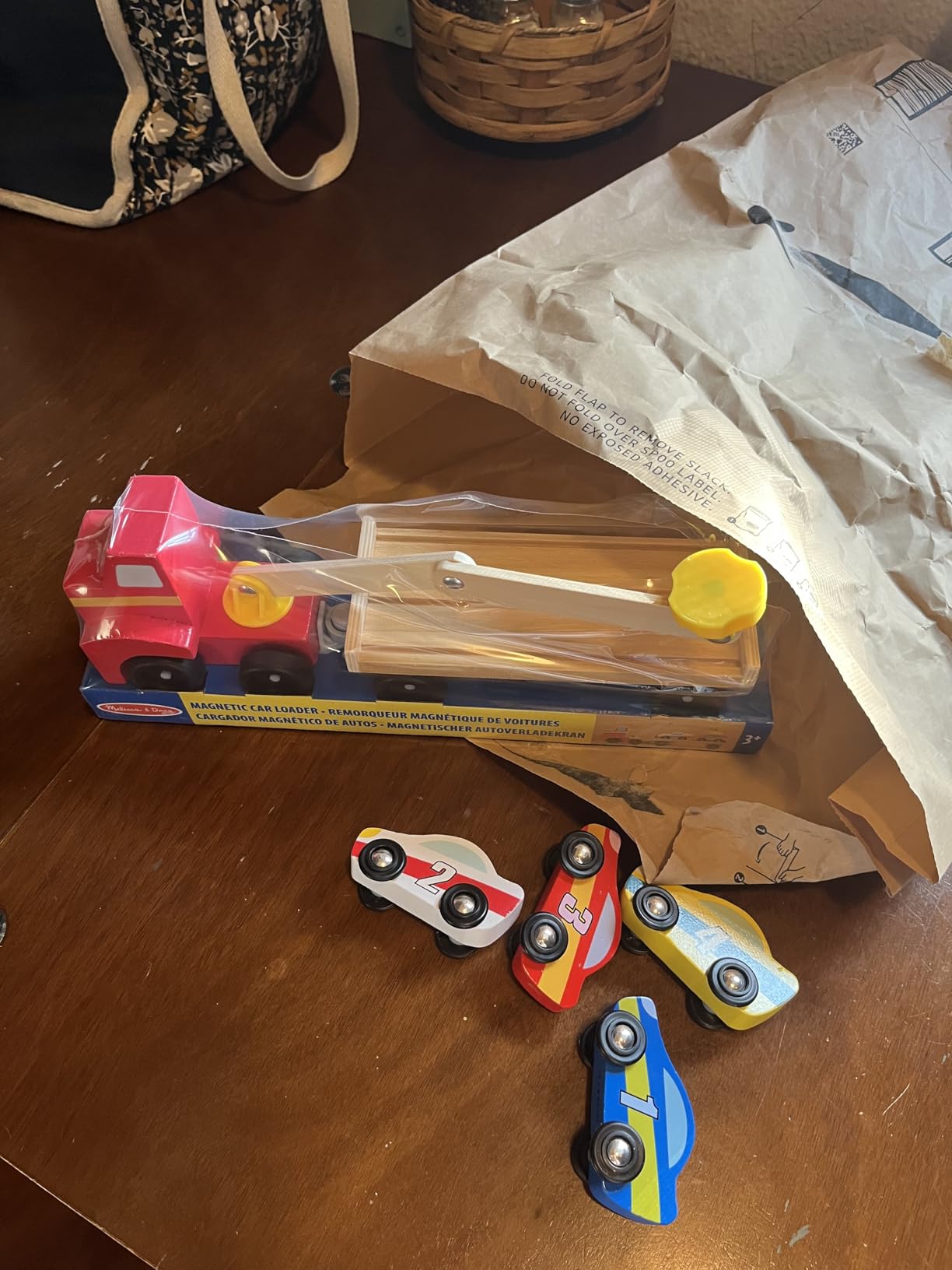 Melissa & Doug Magnetic Car Loader Wooden Toy Set with 4 Toy Cars customer photo 2