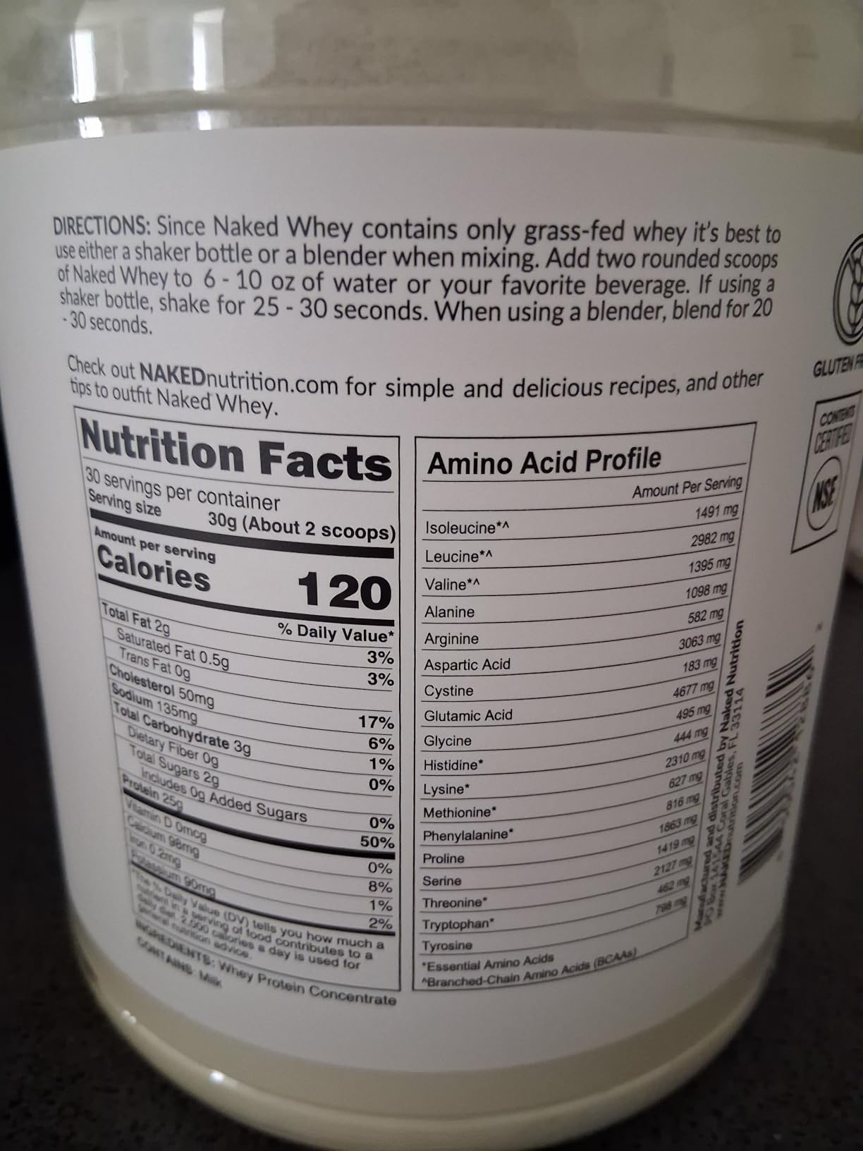 NAKED Whey 2LB 100% Grass Fed Whey Protein Powder - Only 1 Ingredient, Unflavored Whey Protein, NSF Certified, Undenatured, Gluten Free, Soy Free, No GMOs, No Preservatives customer photo 1