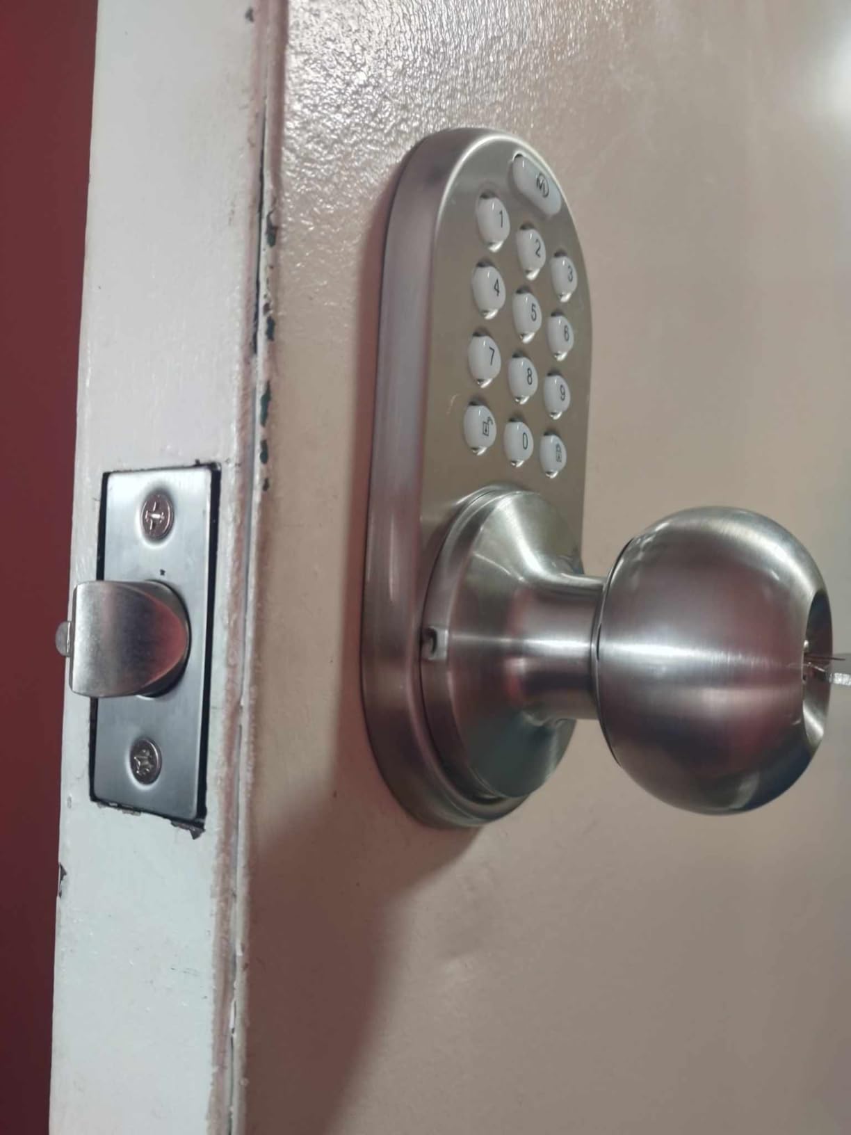 MiLocks TKK-02SN Digital Door Knob with Keypad - Keyless Entry Knob Lock with Code - Interior Door Keypad Lock for Bedrooms & Storage Rooms, Adjustable Latch, Auto-Locking Audible Alert, Satin Nickel customer photo 2