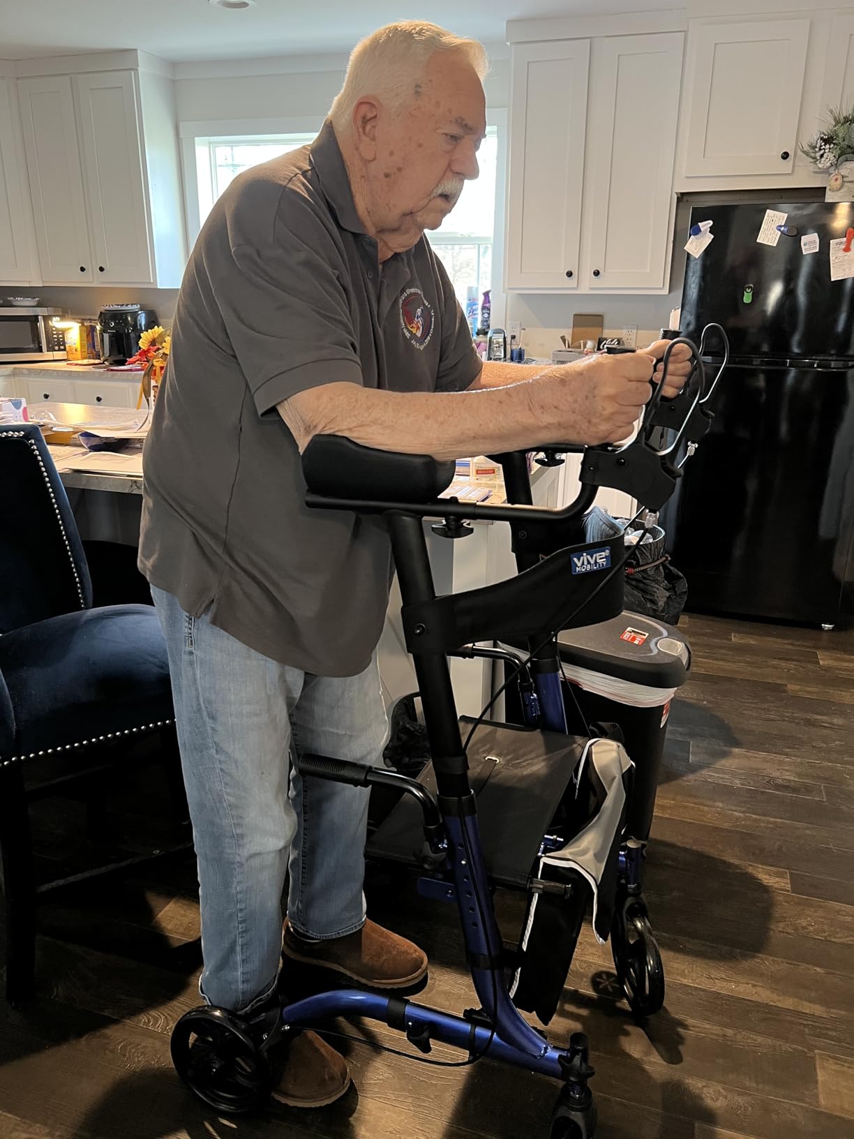 Vive Mobility Upright Walker with Seat - Stand Up Rollator customer photo 2
