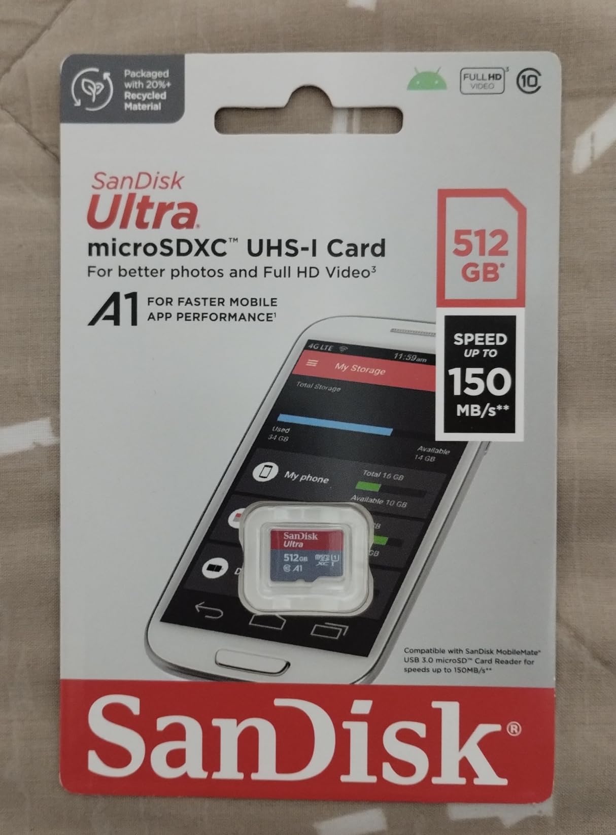 SanDisk 128GB Ultra microSDXC UHS-I Memory Card - Up to 140 MB/s, C10, U1, Full HD, A1, Micro SD Card - SDSQUAB-128G-GN6MN customer photo 1