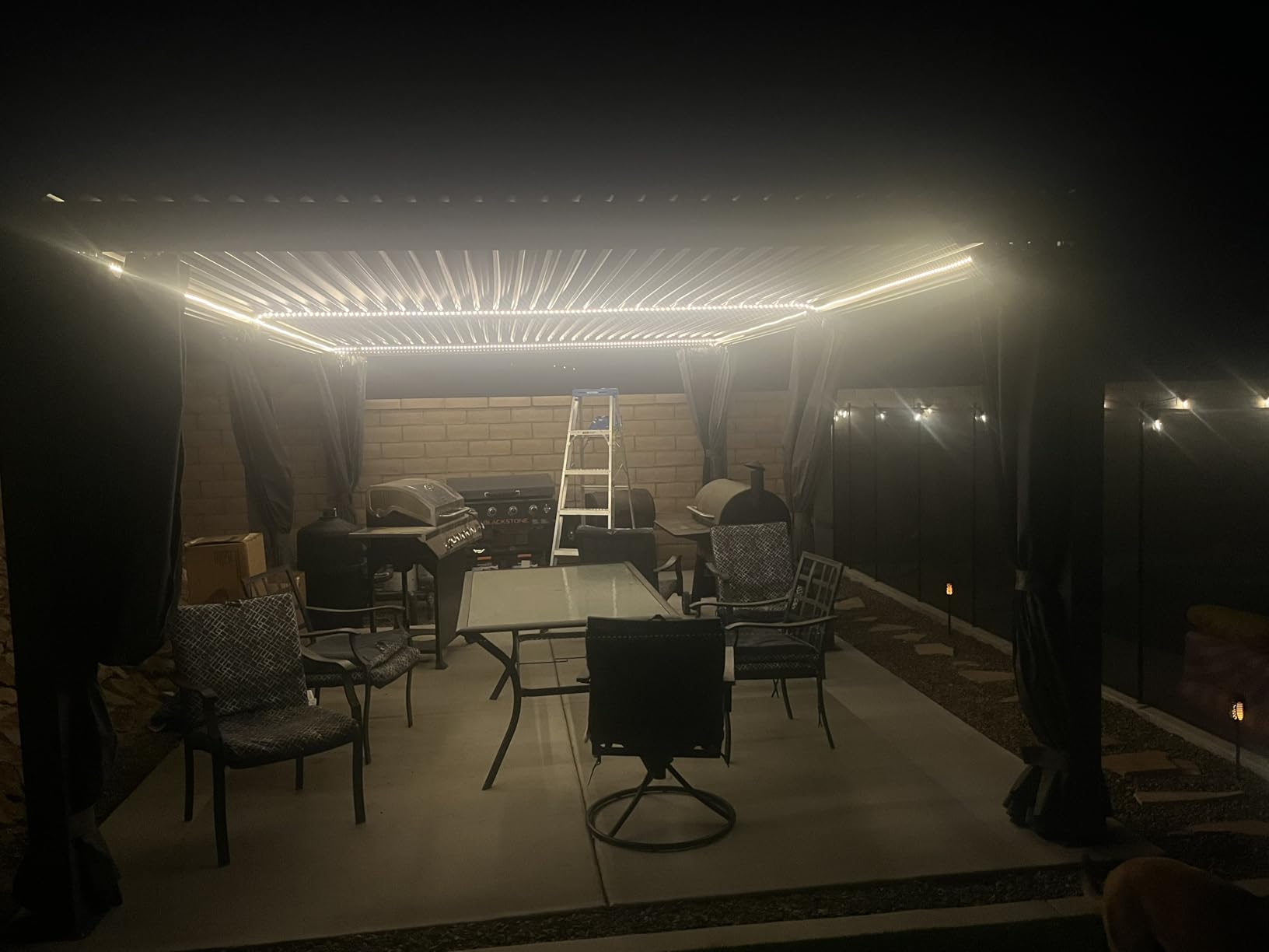 Domi Outdoor Pergola 10' × 13', Aluminium Louvered Pergola with Adjustable Roof, Curtains and Netting, Hardtop Gazebo for Patio, Deck, Garden, Yard, Beach(Gray) customer photo 2