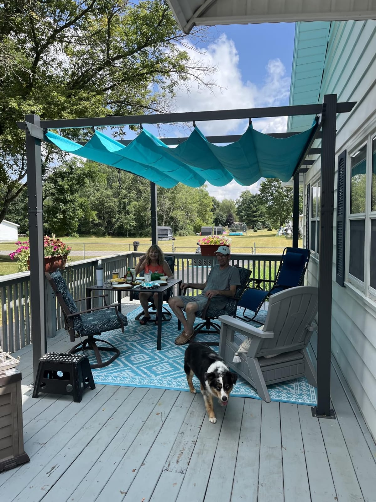 PURPLE LEAF Outdoor Pergola Retractable Aluminum 12' X 18', Turquoise Blue customer photo 1