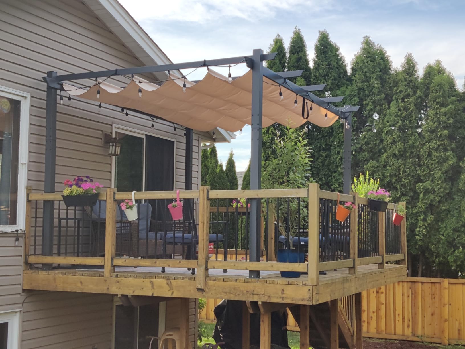 PURPLE LEAF Outdoor Pergola Retractable Aluminum 12' X 18', Turquoise Blue customer photo 2