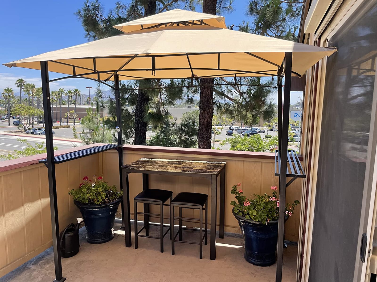 AECOJOY 8' x 5' Outdoor Grill Gazebo Canopy, BBQ Canopy for Outdoor Grill, 2- Tier BBQ Gazebo Shelter for Patio, Backyard and More (Grey) customer photo 2