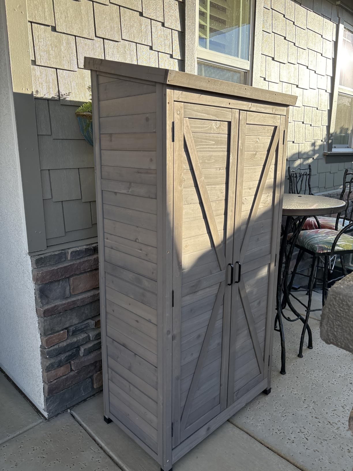 68'' Outdoor Storage Cabinet, Wooden Garden Tool Cabinet with Metal Top customer photo 1