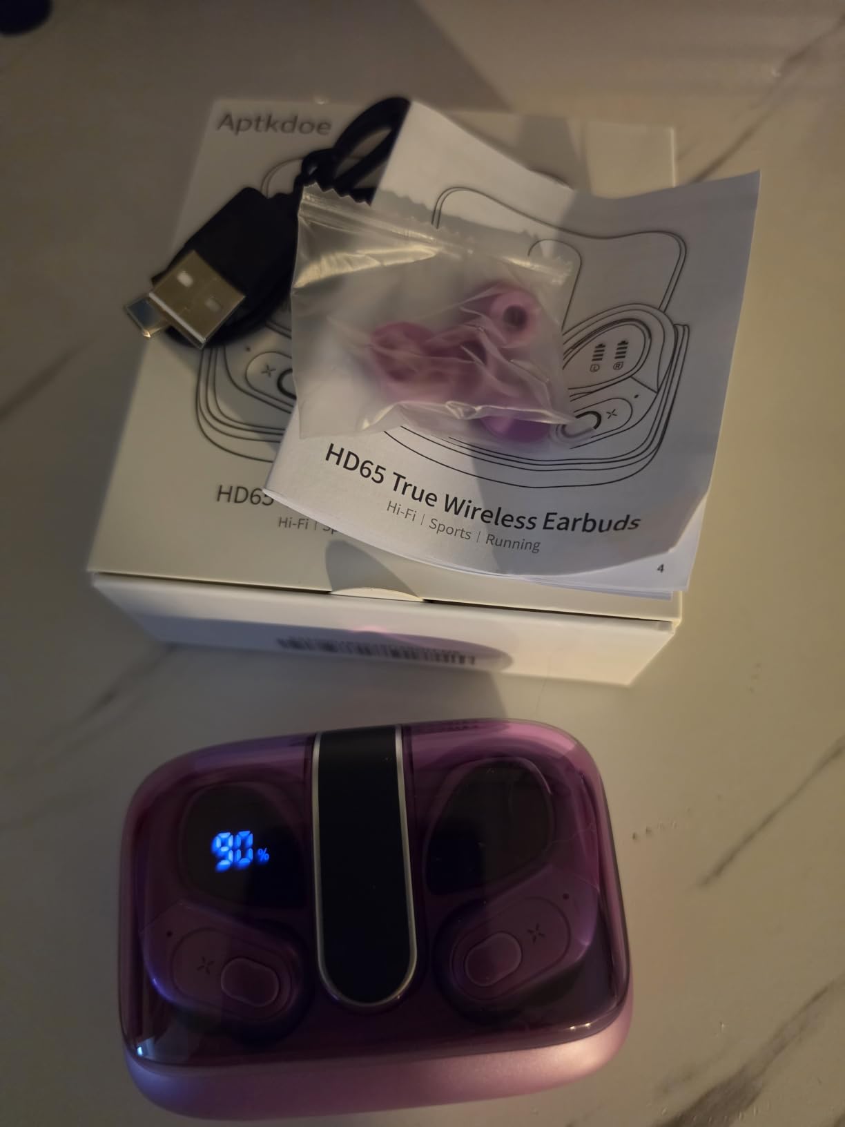 Wireless Earbuds 75H Bluetooth 5.4 Sport Headphones with Earhooks, Black customer photo 2