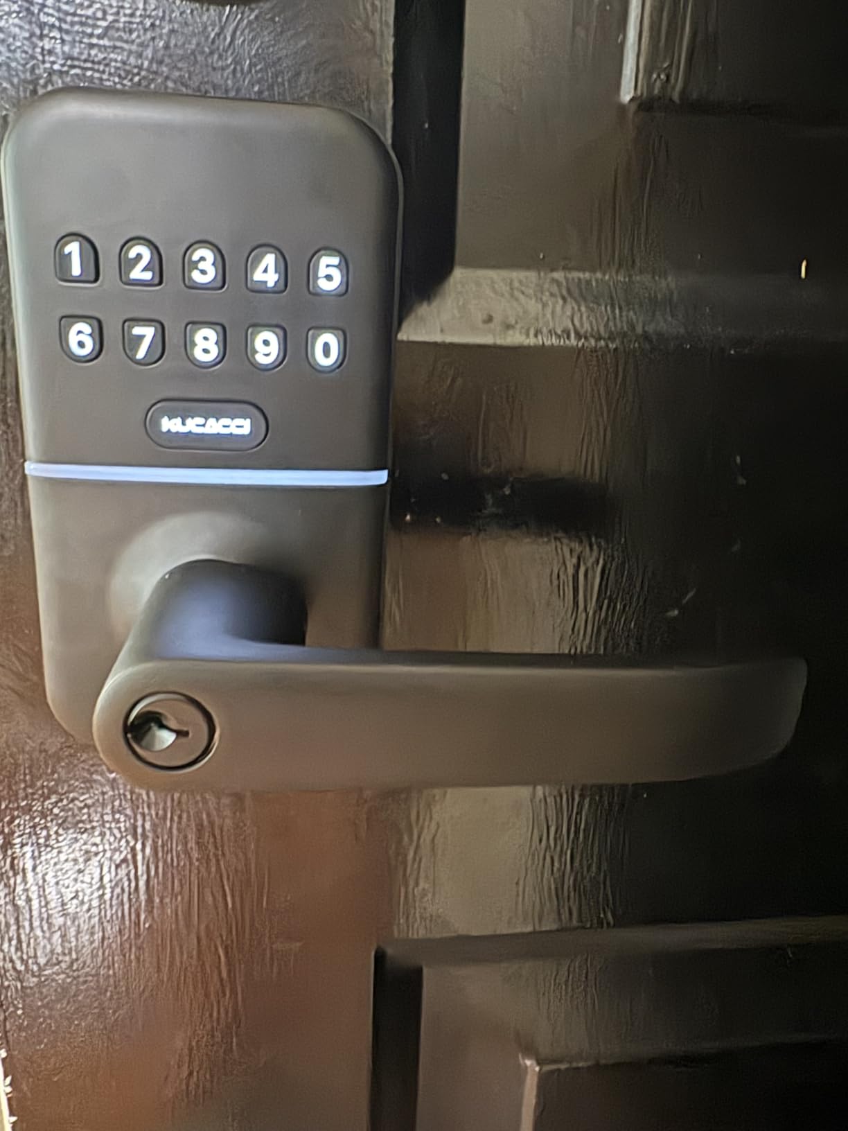Smart Door Handle Lock with Keypad: Kucacci Keyless Entry Digital Knob for Front Door - Electronic Smart Lock with Keypad - Exterior Code Door Knob - Easy Installation customer photo 1