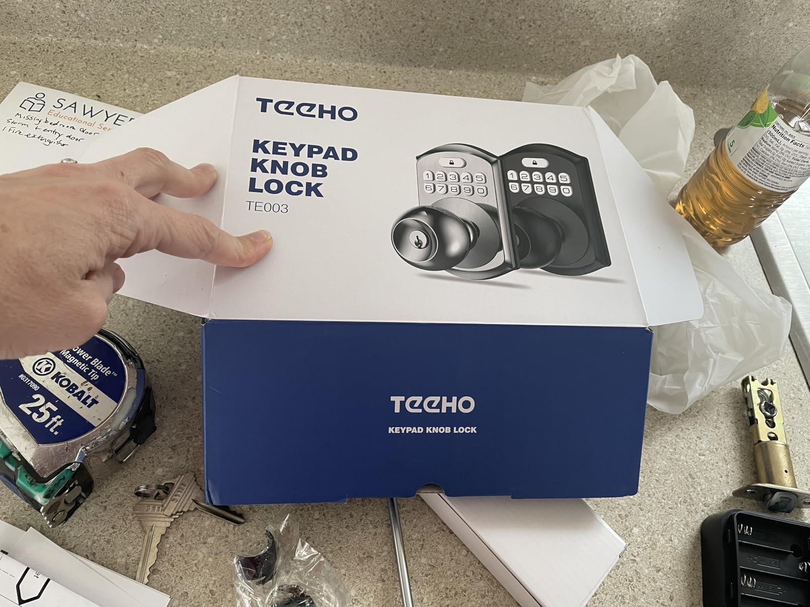 TEEHO TE003 Keypad Door Knob Lock, Keyless Entry Door Handle, Matte Black customer photo 1