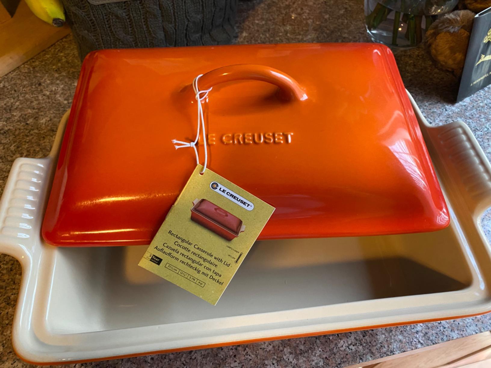 Le Creuset Stoneware Heritage Rectangular Covered Casserole, 4 qt., Olive customer photo 2
