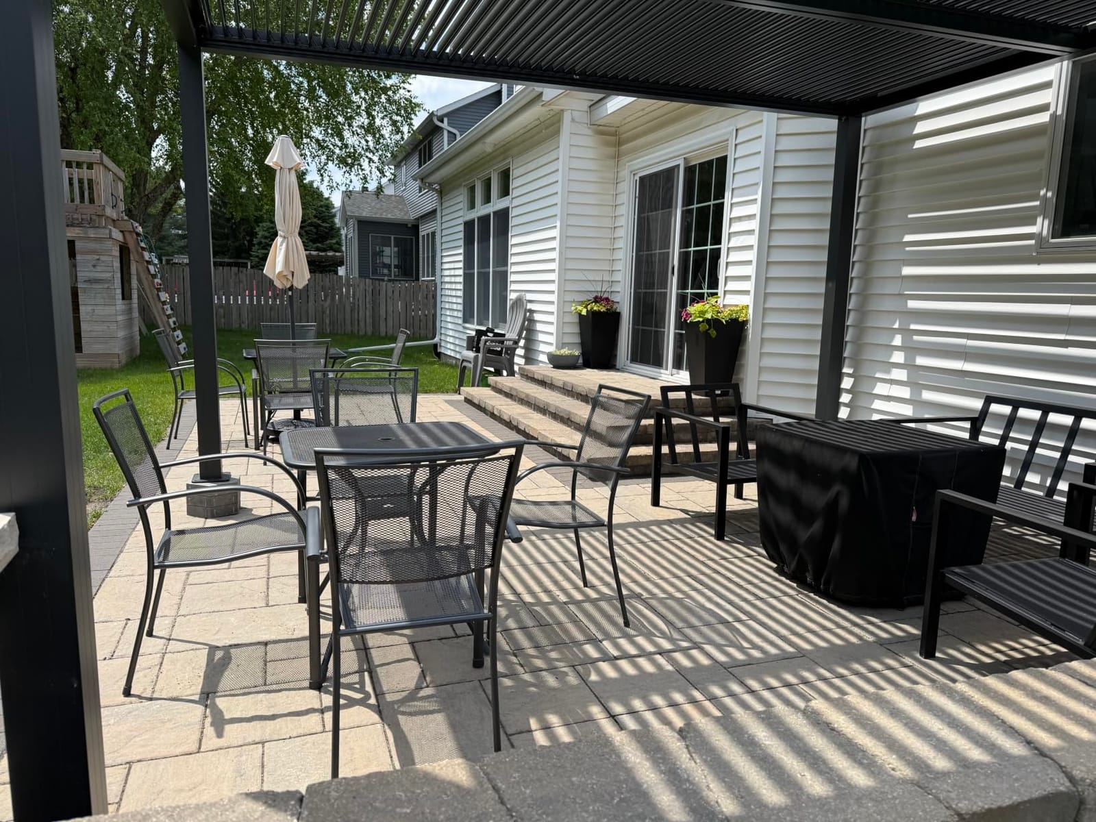 PURPLE LEAF Louvered Pergola 12' x 14' 94AS LED Strip Light Windproof customer photo 1