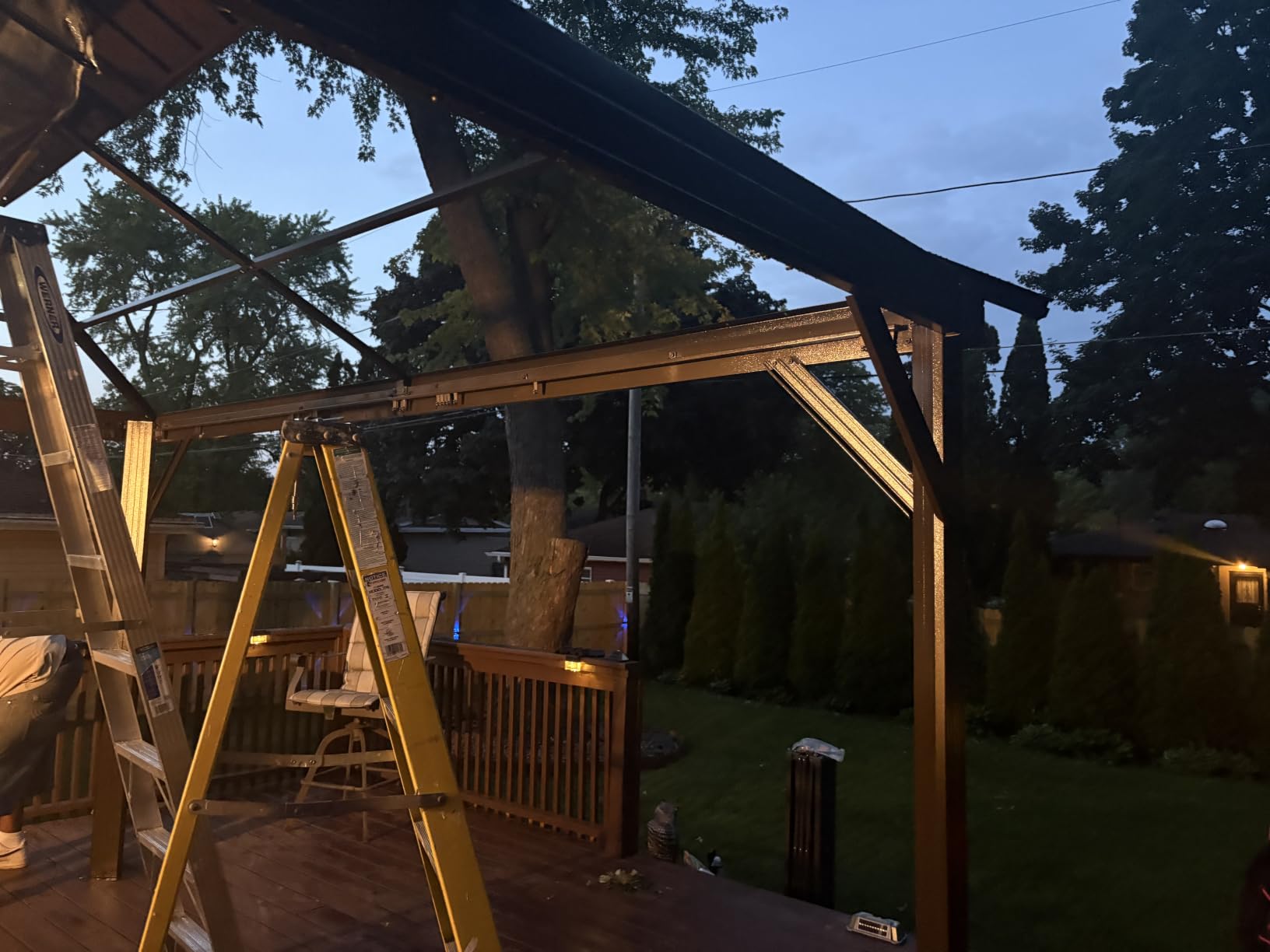 Domi 12x12 Hardtop Gazebo for Patio, Metal Gazebo with Gutters, Brown customer photo 1