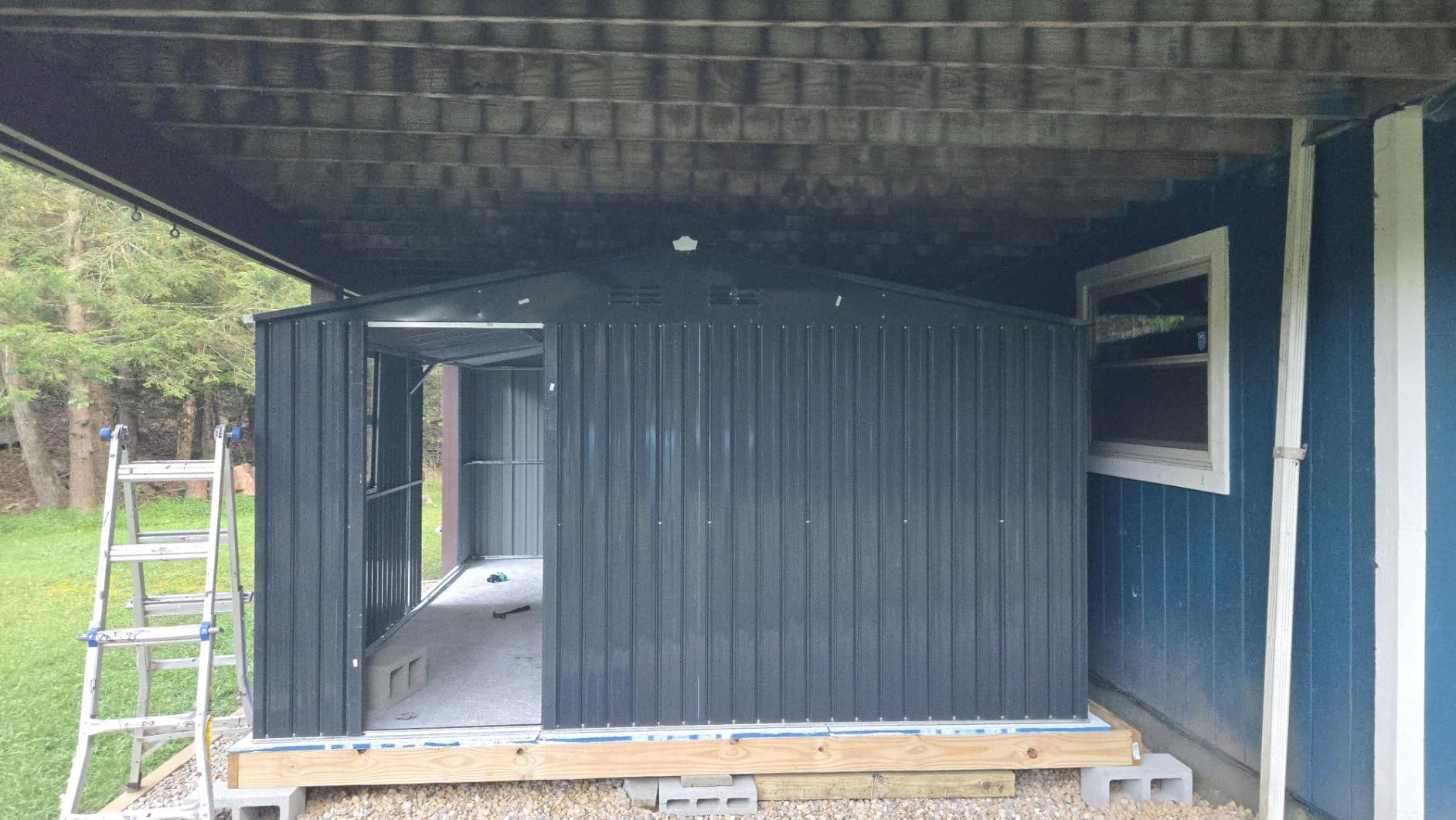 AECOJOY 8x6 FT Galvanized Steel Outdoor Storage Shed, Small Metal Garden Tool Shed with Sloped Roof & Lockable Double Sliding Doors,Dark Grey customer photo 1