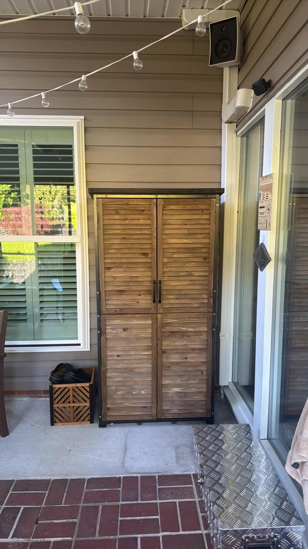 Outdoor Cabinet Storage Shed with Metal Frame Large Wooden Garden Shed Tool House with Floor,Door & Lock for Backyard Use customer photo 1