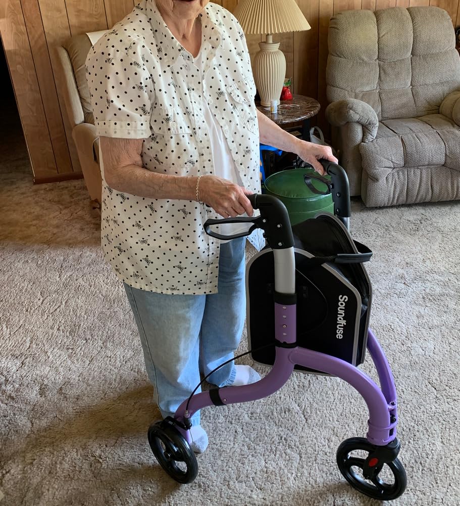 soundfuse Lightweight 3 Wheel Walkers for Seniors, Foldable Aluminum Frame customer photo 2