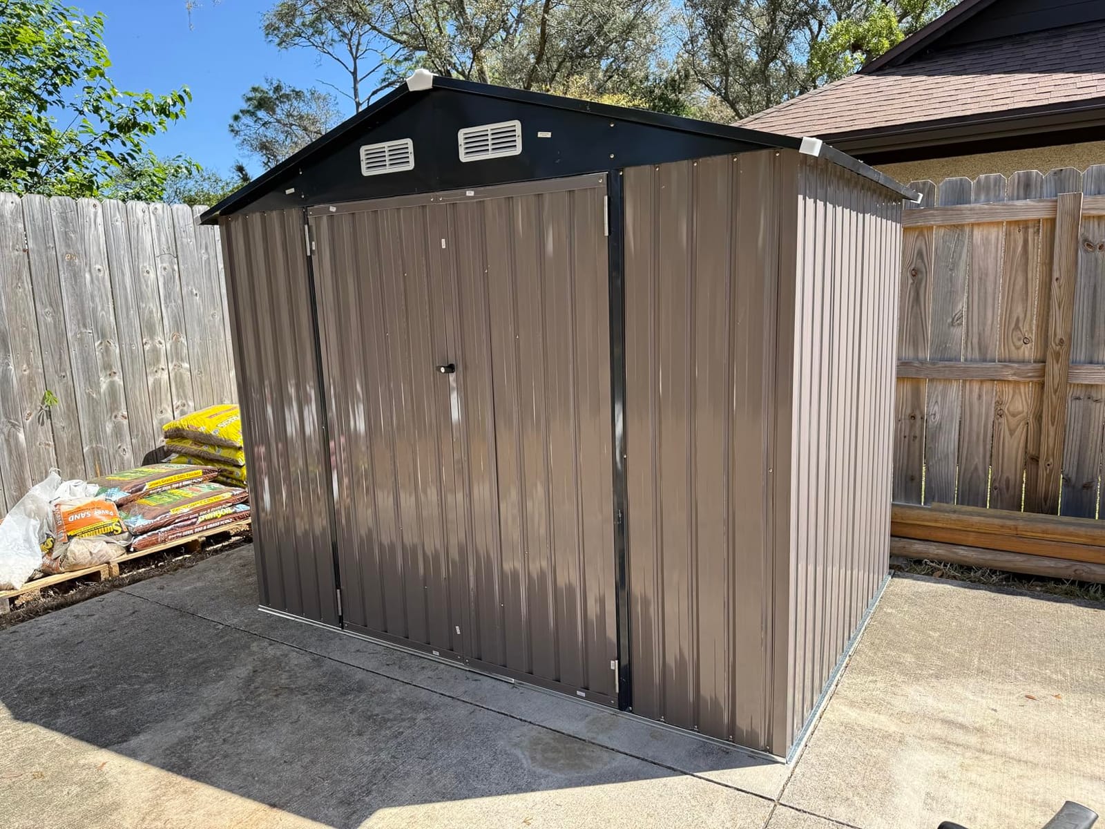 Aoxun 8'x6' Shed with Floor Galvanized Steel Outdoor Storage Shed Brown customer photo 2