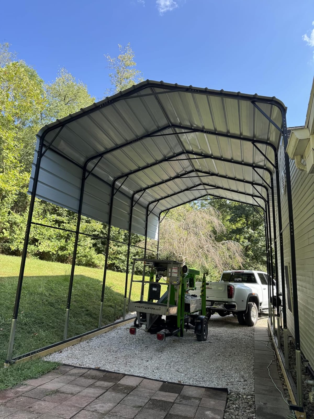 EROMMY 14x30x13 FT RV Metal Carport, Heavy Duty Galvanized Steel Roof Shelter with Reinforced Steel Frame, Outdoor Garage for RV, Travel Trailer, Truck, Boat and 2 Cars, Gray customer photo 1