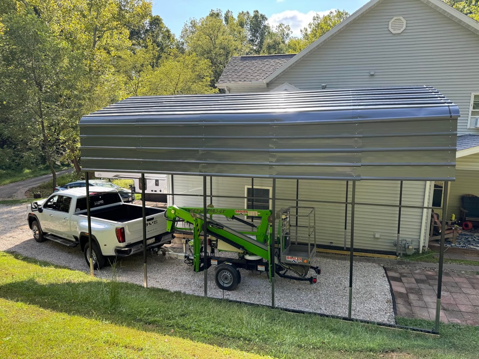 EROMMY 14x30x13 FT RV Metal Carport, Heavy Duty Galvanized Steel Roof Shelter with Reinforced Steel Frame, Outdoor Garage for RV, Travel Trailer, Truck, Boat and 2 Cars, Gray customer photo 2