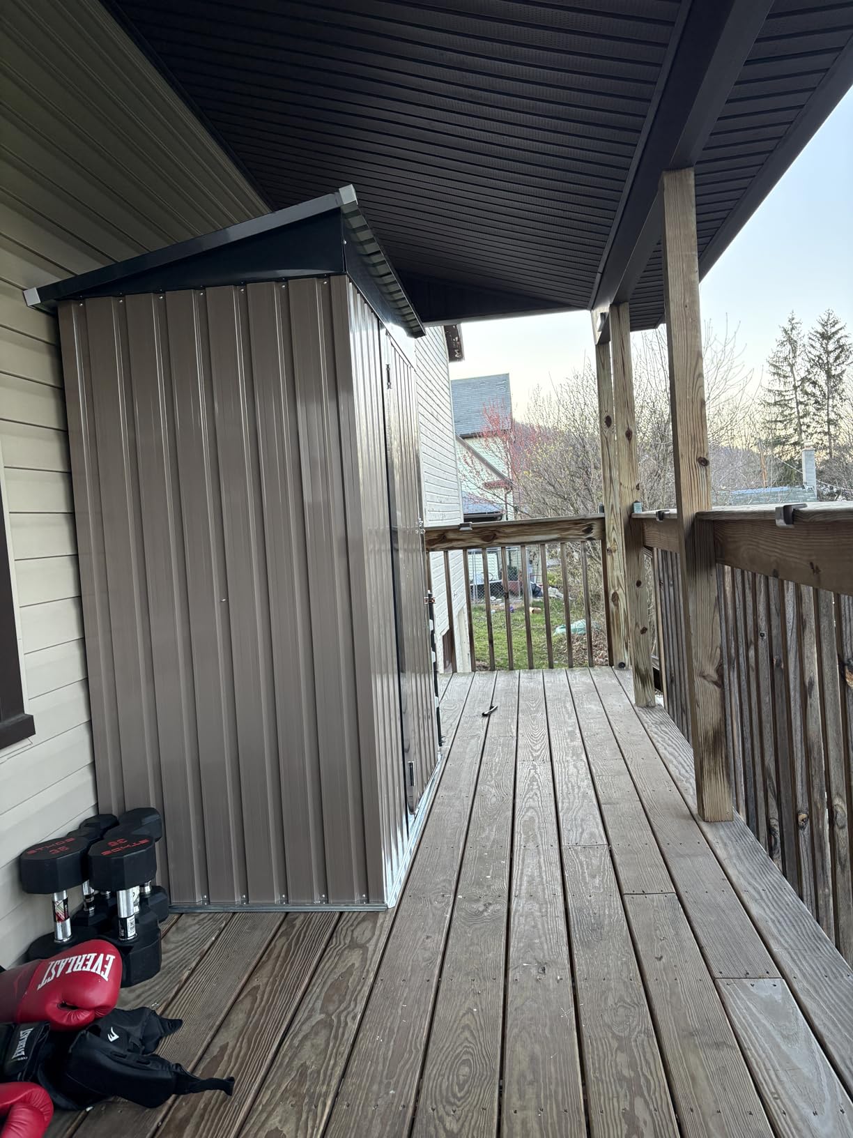 Greesum 10 x 10 FT Metal Outdoor Storage Shed, Brown customer photo 2